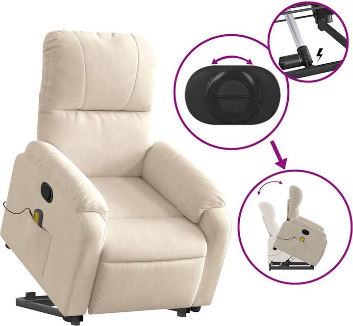 Immagine prodotto VidaXL Poltrona massaggiante con ausilio stand-up Poltrona TV Tessuto in microfibra beige