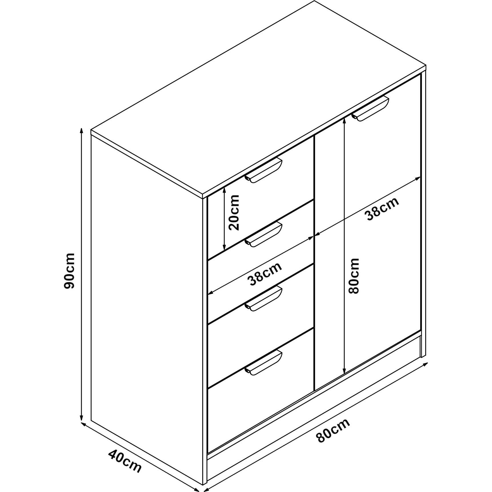 Thumbnail - En.Casa, Kommode + Sideboard, Varkaus (90 x 80 x 40 cm)