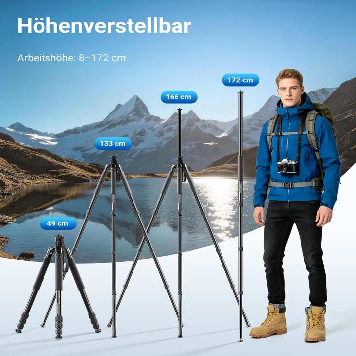 Produktbild mantona Wolverine L 284 + Onyx 8 Kugelkopf Set Stativkopf Fotostativ Aluminium (Kunststoff, Metall)