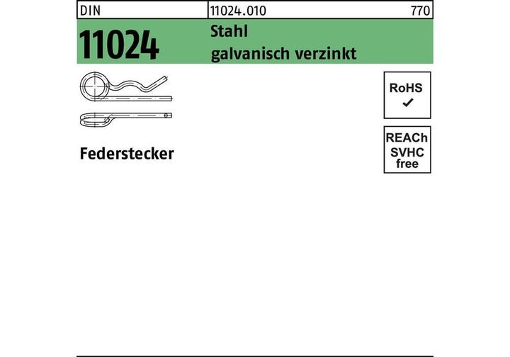Produktbild Federstecker DIN 11024 3,2/ 11,3-14 Stahl galvanisch verzinkt