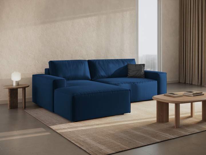 Actual product image Micadoni Velvet Left Corner Sofa With Bed Function And Box, "Jodie", 3 Seats, 246x151x86 Made in Europe (Corner sofa)