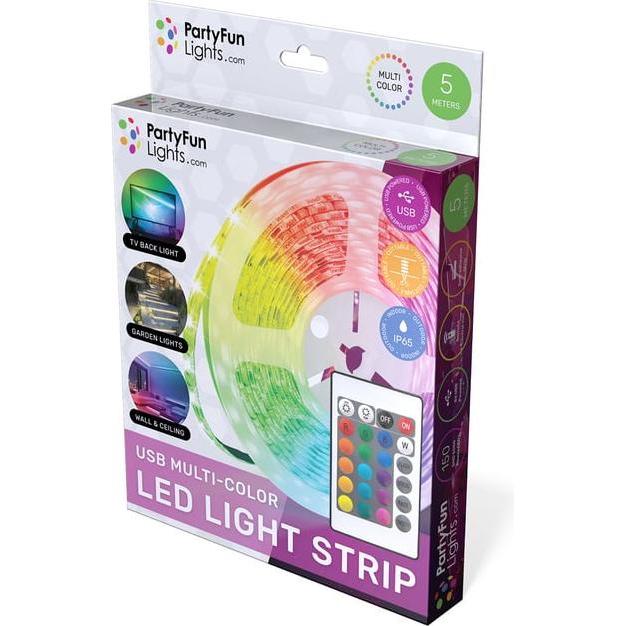 PartyFun Lights, Lichterkette, LED Lichtband - USB - Multicolor - Länge: ca. 5 Meter (5 m)