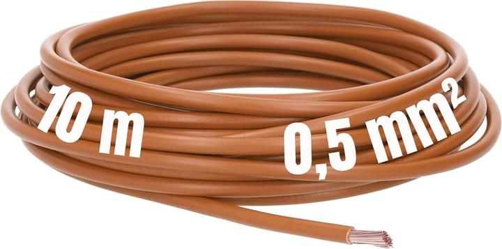 Produktbild Kalitec 10 Meter H05V-K 0,5 mm² braun I Kabel 0,5mm2 als Verdrahtungsleitung I flexible Aderleitung (10 m)