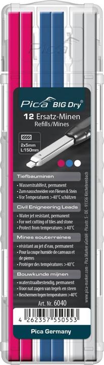 Actual product image Pica BIG DRY replacement refill set for civil engineering, assorted (12 pcs., 5 mm)