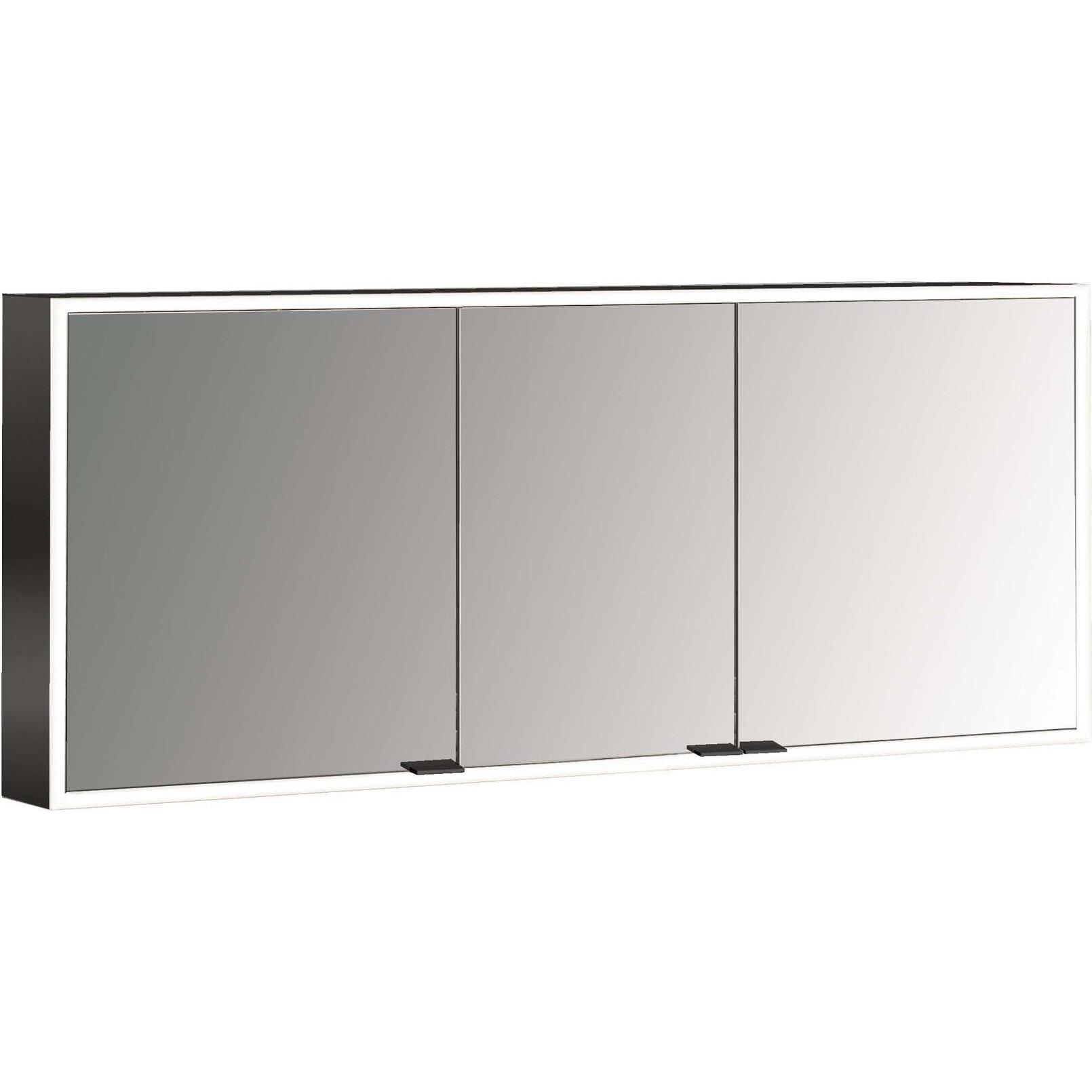 Emco, Spiegelschrank, prime Facelift Lichtspiegelschrank, 1600 mm, 3 Türen, mit verspiegelten Seitenwänden, Aufputz