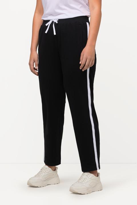 Image du produit Ulla Popken Pantalon de jogging à taille élastique et bande fantaisie le long de la jambe (58, 60)