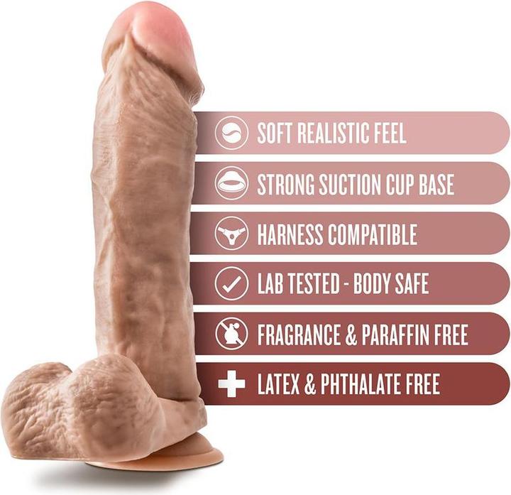 Actual product image Blush Novelties Dr Skin Realistic 9 Inch Long 2 Inch Thick Dildo with Suction Cup Base & Balls Real