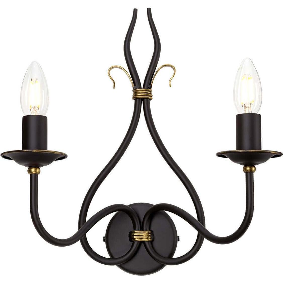 Elstead Lighting, Wandleuchte + Deckenleuchte, Windermere Wandleuchte E14 2-fach Rost, Goldfarbe, Made in UK (E14)