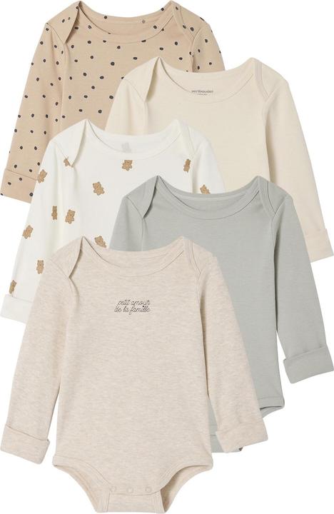 Actual product image Vertbaudet Bio-Kollektion: 5er-Pack mitwachsende Baby Wickelbodys, Langarm (62)