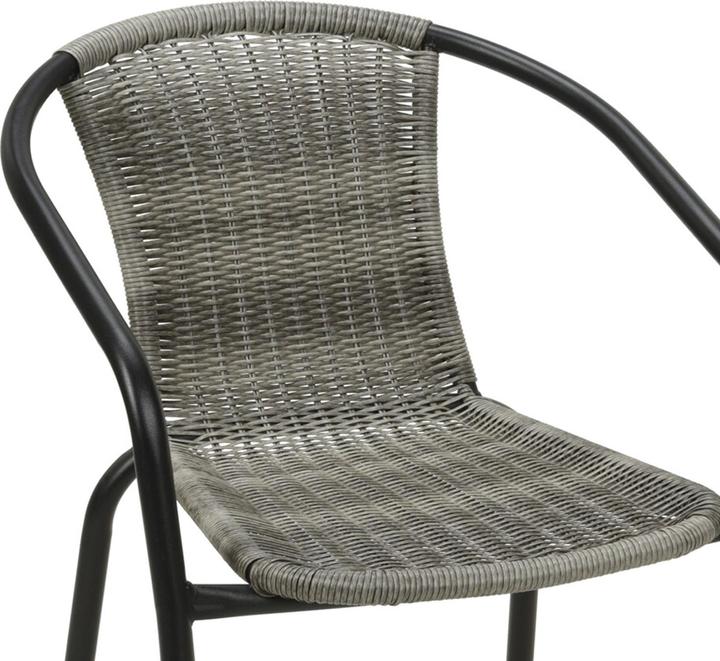 Produktbild Mojawo 4 Stück Stabiler Polyrattan Bistrostuhl Stapelstuhl Grau meliert