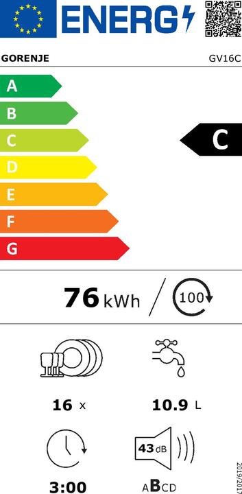 Energie-Label Gorenje Geschirrspüler GV16C