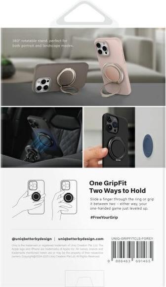 Productafbeelding Uniq Gripfit 360 Magnetic Mount&Kickstand Magnetic Holder gray/flint gray