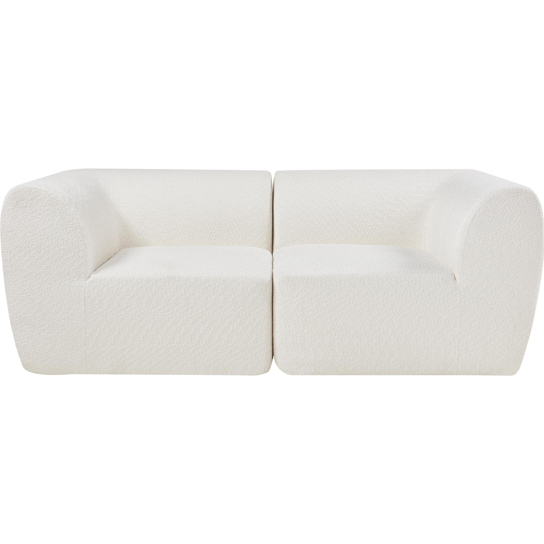 En.Casa, Sofa, Modular Sofa 2-Sitzer Hurvas Bouclé Cremeweiss
