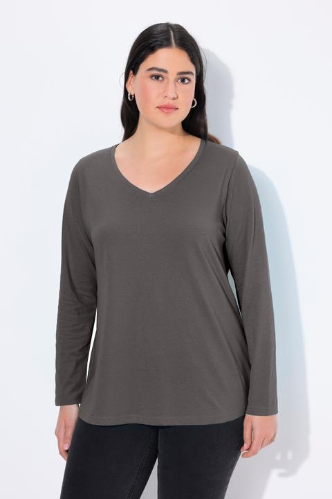 Produktbild Ulla Popken Shirt, Slim, V-Ausschnitt, Langarm (54)