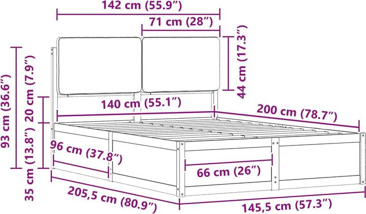 Image du produit vidaXL Moderner Bettrahmen (140 x 200 cm)