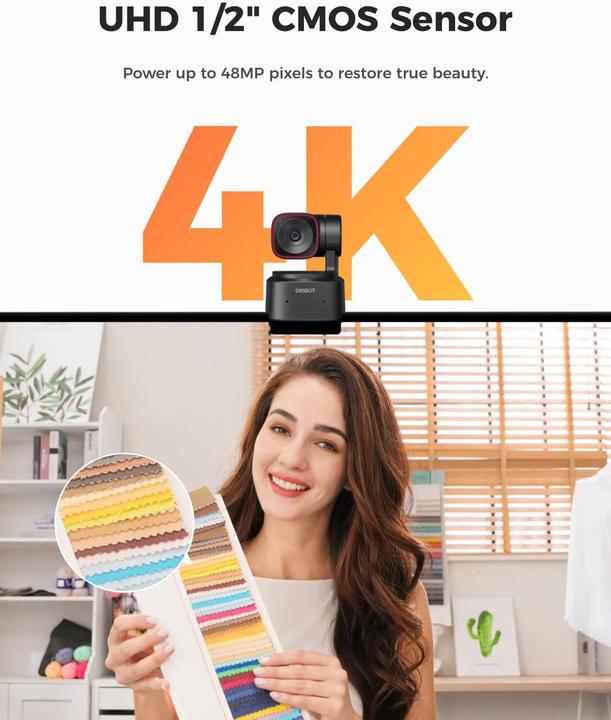 Produktbild Obsbot 4K PTZ Webcam Tiny 2 Lite mit KI-Tracking und Mikrofon (8 Mpx)