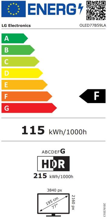 Energy Label LG OLED77B59LA (77", B5, OLED, 4K, 2025)