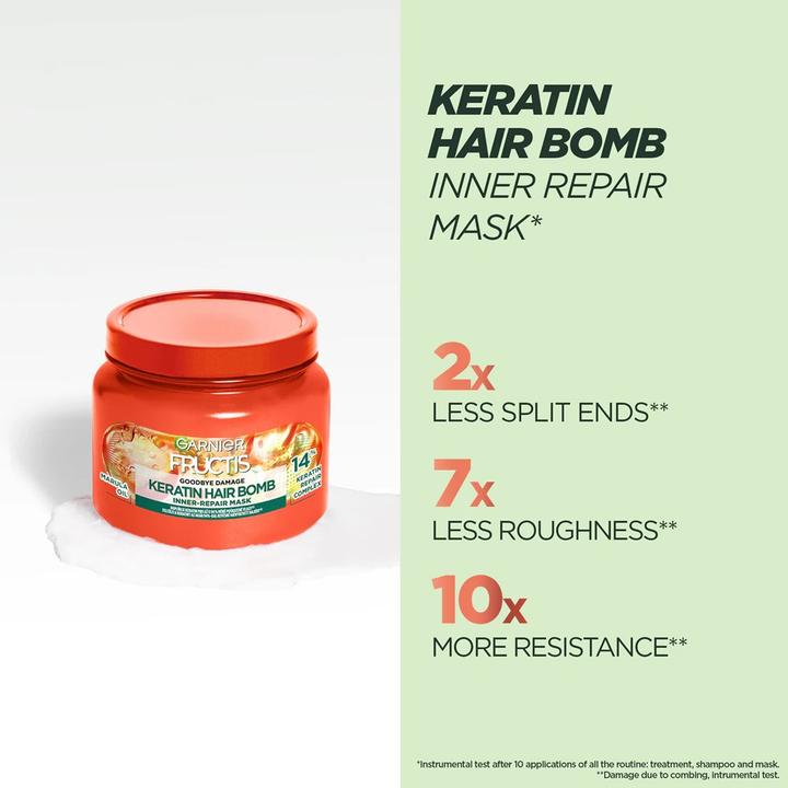 Actual product image Garnier Fructis Goodbye Damage Keratin Hair Bomb - Hair Mask 320ml (320 ml)
