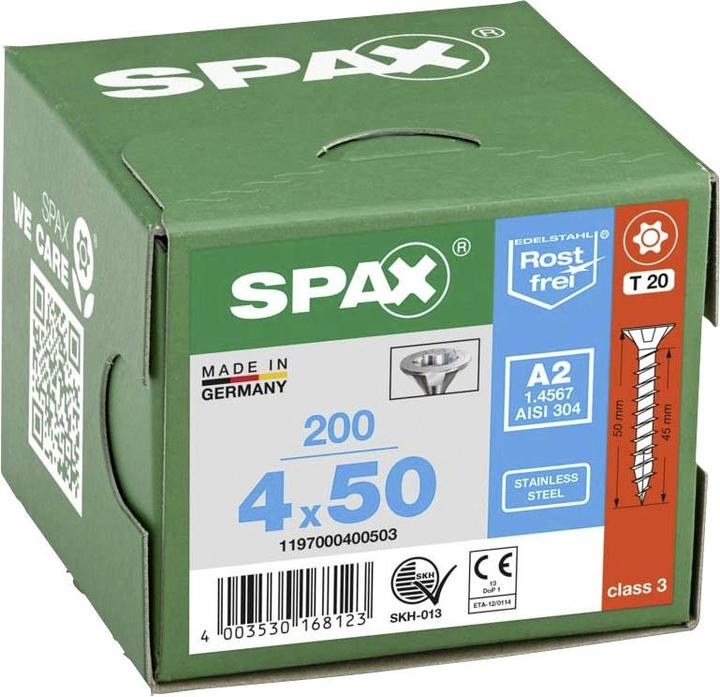Actual product image Spax A2 Countersunk Multi-Head T-Star Plus T20 Fully Threaded (200 Screws per piece)