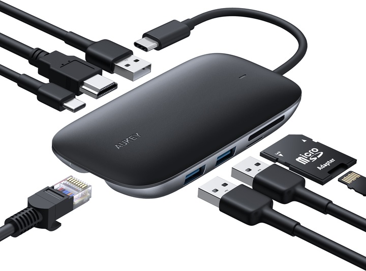 Produktbild Aukey I/O-HUB USB3 3PORT CB-C71/LLTSN1001018 (USB-C, 8 Ports)