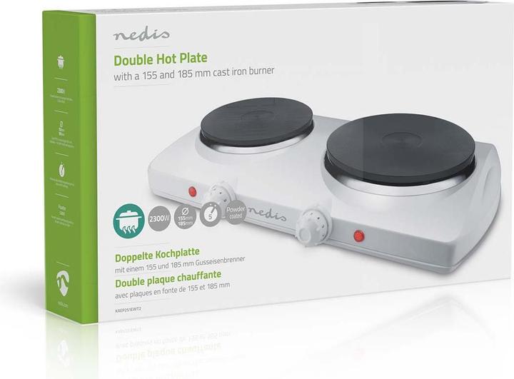 Actual product image Nedis Electric hot plate | cooking zone: 2 | 2300 W | overheating protection | white