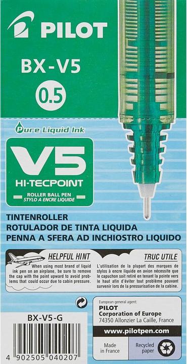 Actual product image Pilot Hi-tecpoint V5 Liquid, green (Green, 12 x)