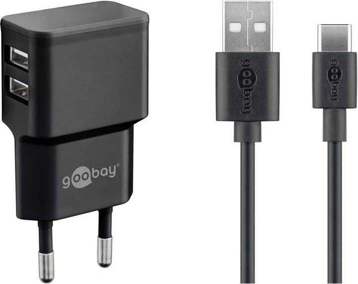 Image du produit Goobay Chargeur double USB A avec Câble USB-C (12 W, 2 ports)