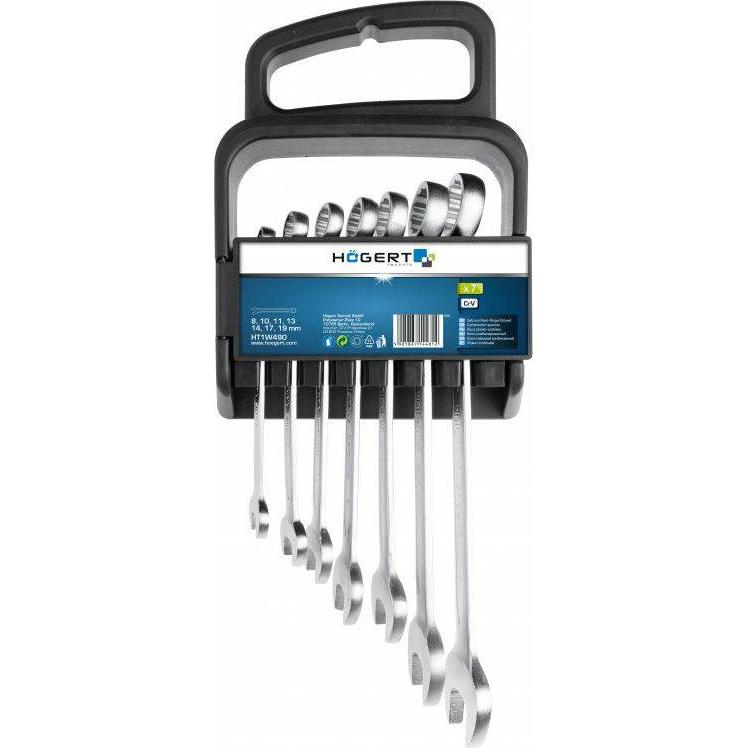 GCS, Chiave inglese, HOGERT SCHLÜSSELSATZ PŁ-EYE. 7 pezzi /8-19mm/ (19 mm, 12 mm, 14 mm, 16 mm, 10 mm, 18 mm, 17 mm, 11 mm, 15 mm, 8 mm, 9 mm, 13 mm)