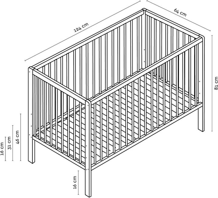 Tinynord Lassy Crib, white (60 x 120 cm)