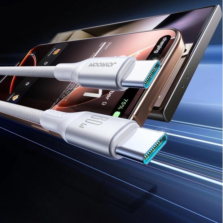 Produktbild Joyroom Flash Series Fast Charging USB-C to USB-C Cable 60W, 2m - White (2 m, USB 3.2 Gen 1, 60 W)