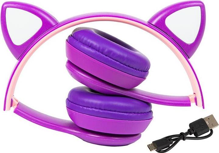 Actual product image Blow Wireless Bluetooth 5.0 LED headset for children with cat ears, purple