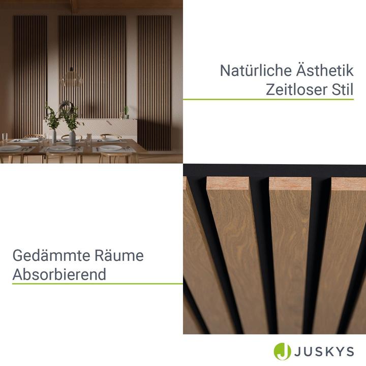 Produktbild Juskys 4x Akustik Wandpaneele 120x60cm - Eiche Natur Dunkel (60 x 120 cm)