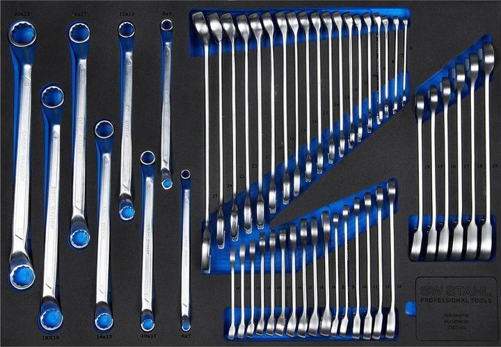 Produktbild SW-Stahl Z3011-4 Werkstattwagensortiment, Schrauben- und Ratschenschlüssel, 49-teilig I Werkzeugwage