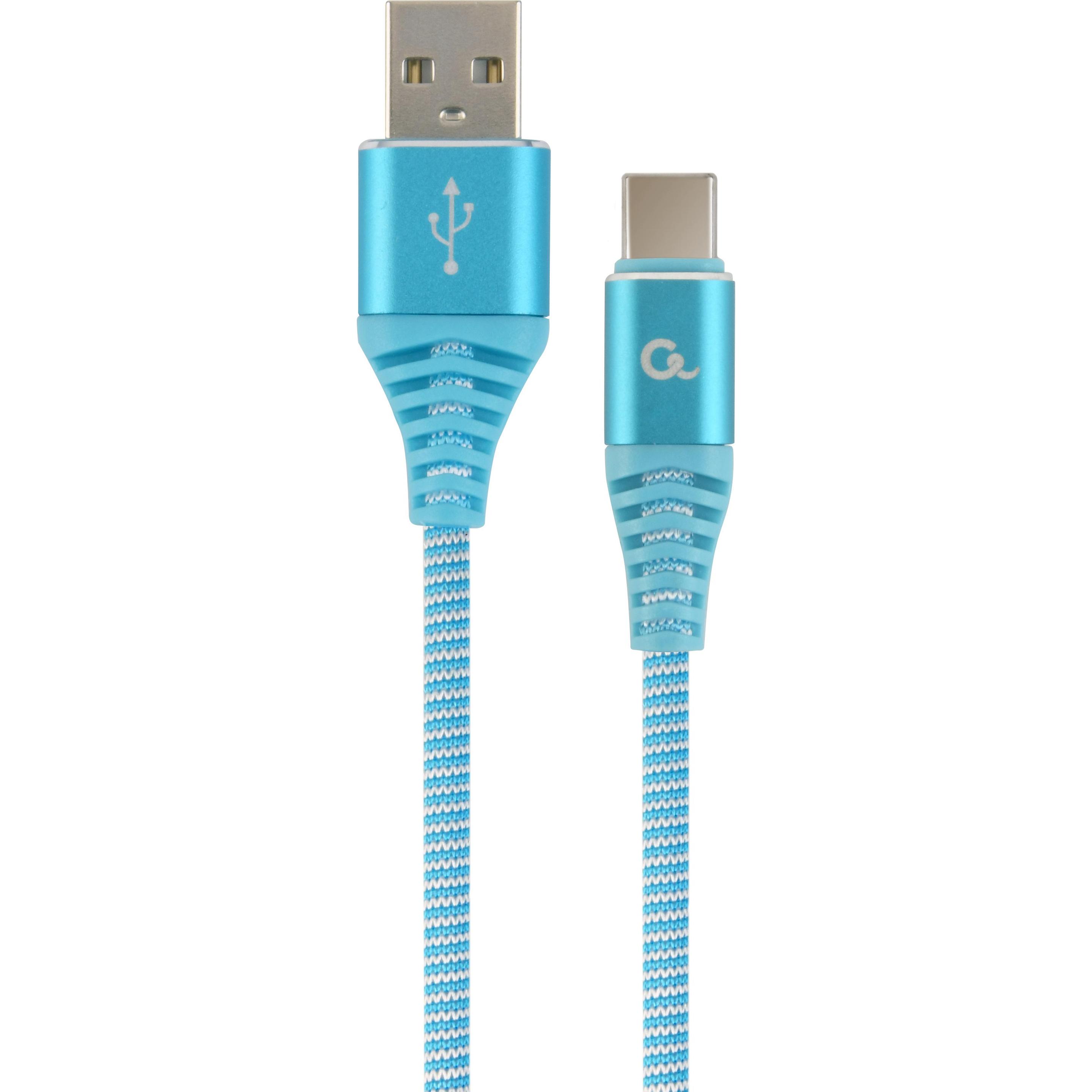 Gembird CC-USB2B-AMCM-2M-VW Hochwertiges, baumwollgeflochtenes Typ-C-USB-Ladekabel für IR-Da (2 m, USB 2.0), USB Kabel