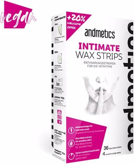 Immagine prodotto Andmetics Strisce di cera intima Strisce depilatorie 36 per confezione (28 x, 28 g)