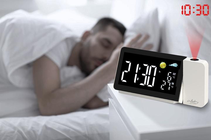 Produktbild Infactory Funk-Wetterstation mit Projektionswecker, Aussensensor, USB-Port, weiss