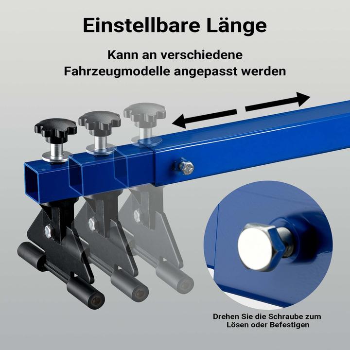 Produktbild Wiltec Motorbrücke 300kg Kotflügeltraverse 111-179x23cm Motorheber Motorhalter