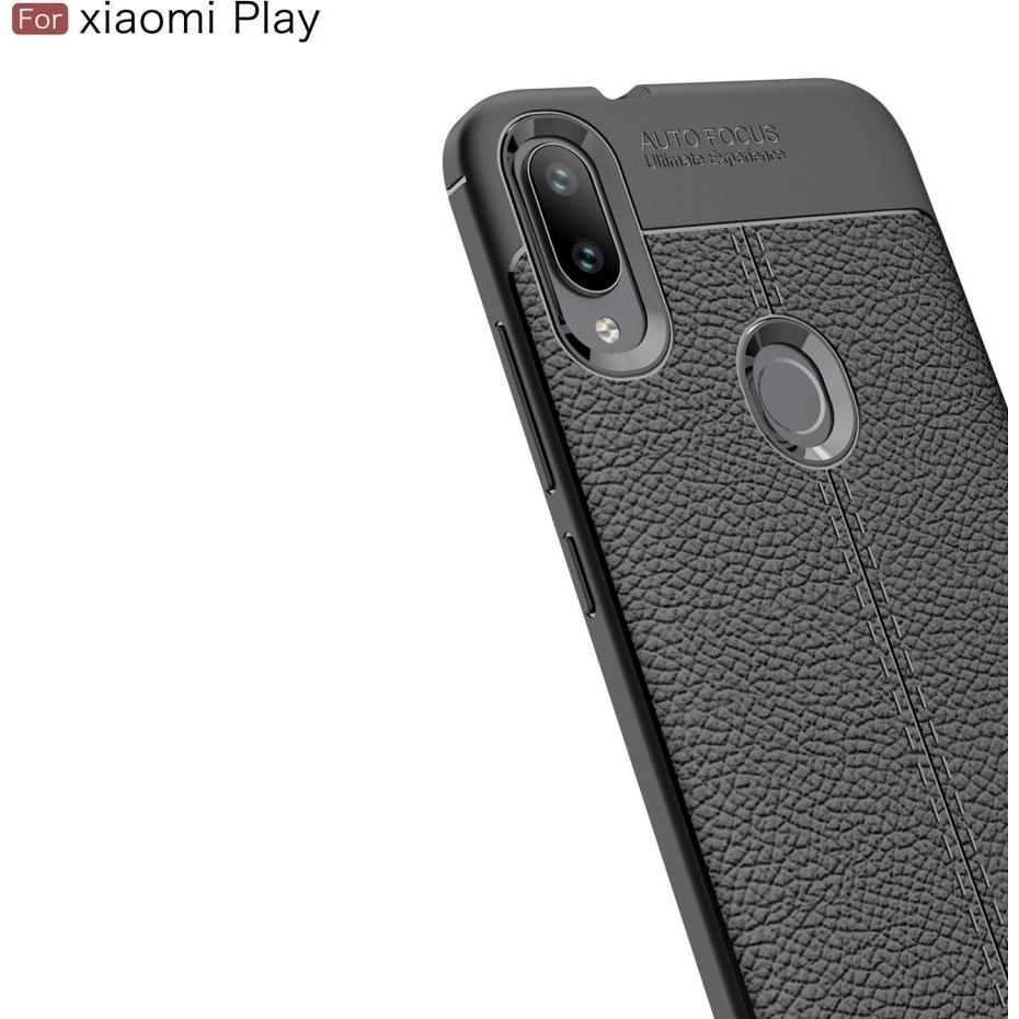 Thumbnail - Screenguard Xiaomi Mi Play Hülle Leather Design TPU Cover (Xiaomi Mi Play), Smartphone Hülle, Schwarz