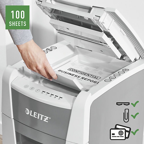 Produktbild Leitz Aktenvernichter IQ Autofeed Small Office 100 Partikelschnitt 34 l (Partikelschnitt)