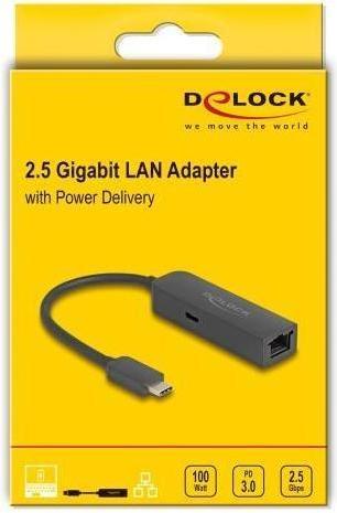 Produktbild Delock USB Type-C Adapter zu 2,5 Gigabit LAN mit Power Deliv (USB-C, RJ45 (1x))