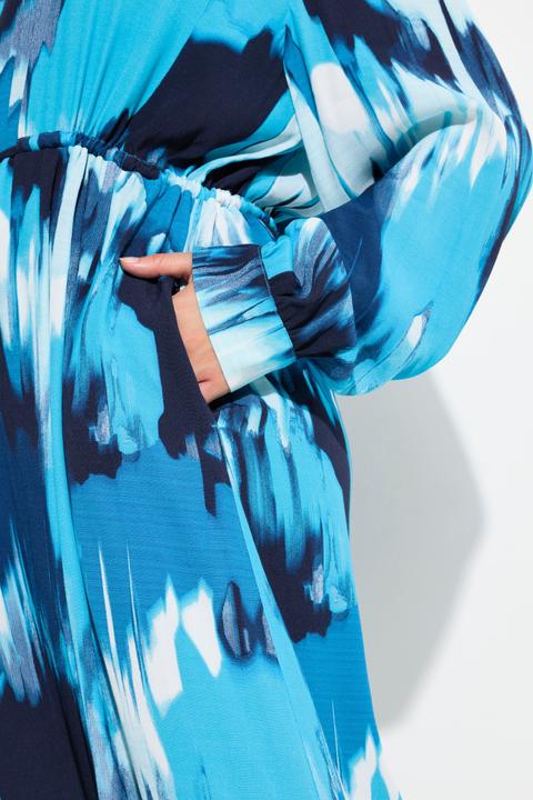 Produktbild Ulla Popken Maxikleid, Krepp, Oversized, Tunika-Ausschnitt, Langarm (42, 44)
