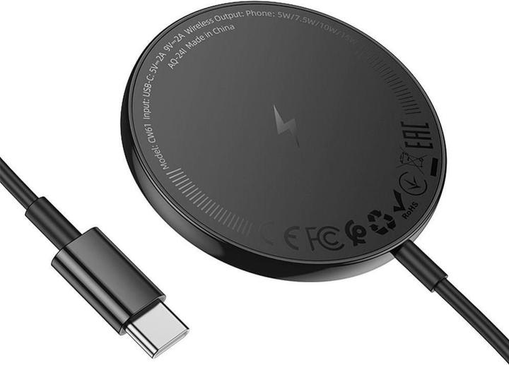 Hoco ładowarka indukcyjna kompatybilna z MagSafe z wyświetlaczem 2A 15W CW61 czarna (15 W)