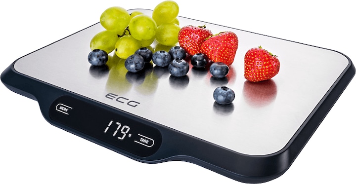 Actual product image ECG KV 215 S Kitchen Scale, Stainless Steel Countertop Rectangle Electronic Kitchen Scale