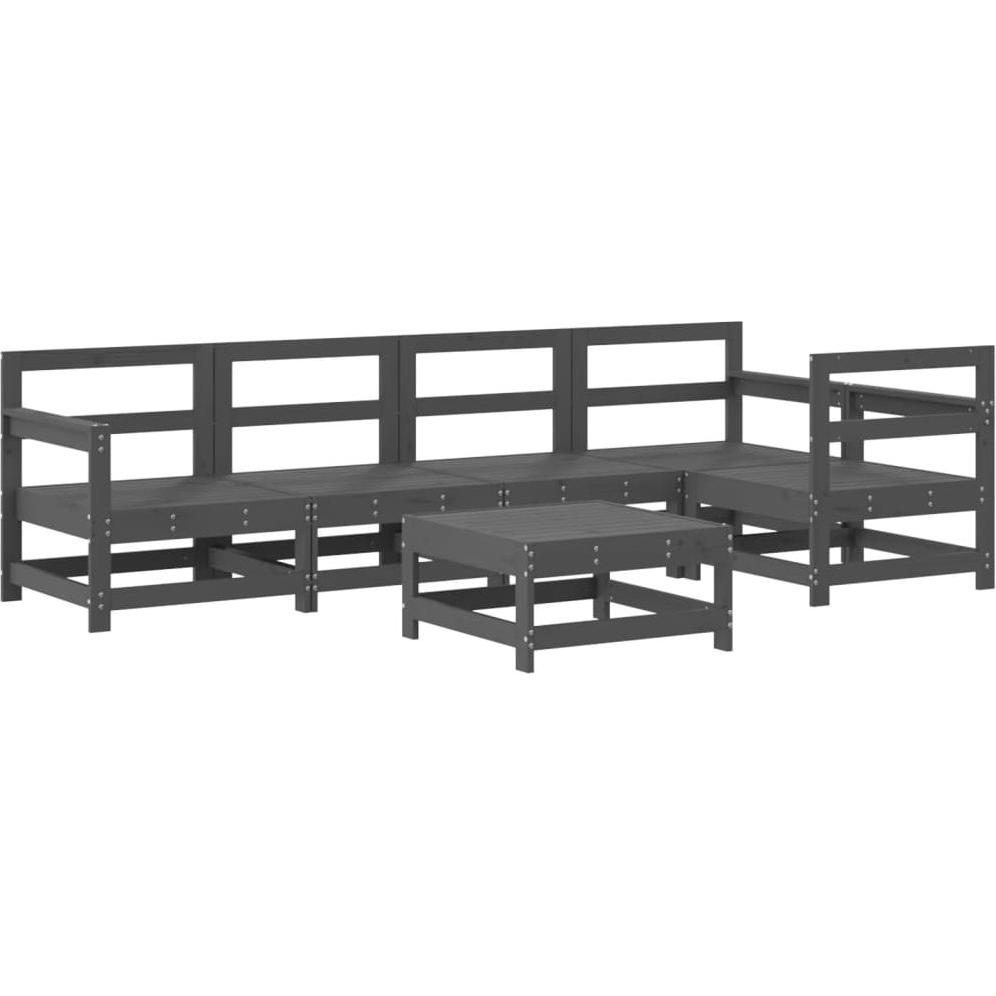 VidaXL, Gartenlounge, 6-tlg. Garten-Lounge-Set Grau Massivholz Kiefer,Farbe