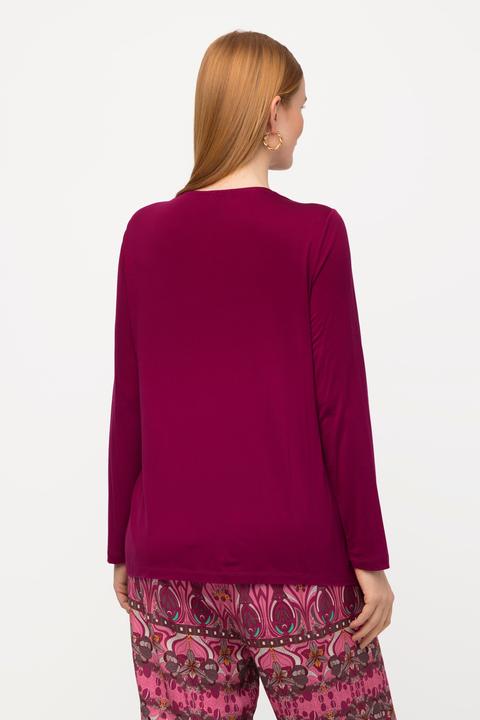 Immagine prodotto Ulla Popken Maglia con drappeggio sullo scollo, aperture e maniche a 3/4 (46, 48)