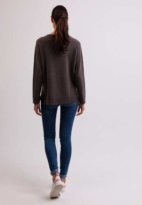 Actual product image Cash-Mere Kaschmir V-Ausschnitt Pullover mit Seitenschlitzen (S)