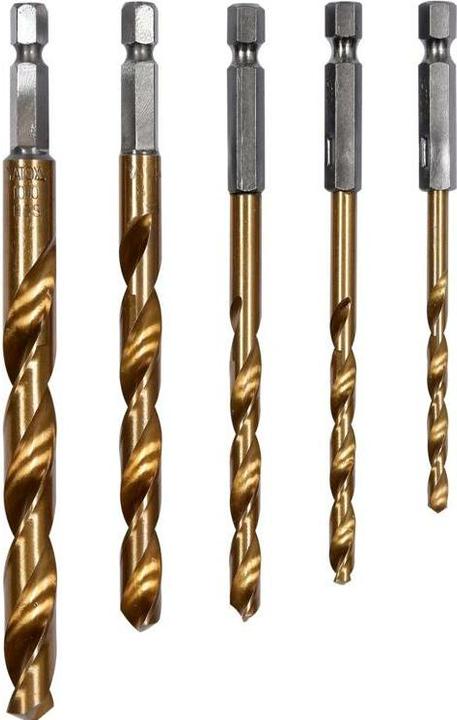 Actual product image Yato yt-44700 - Metal Drills 5pcs 4 - 10 mm HSS HEX Tin Certificate of Authenticity (4, 5, 6, 10, 8 mm)