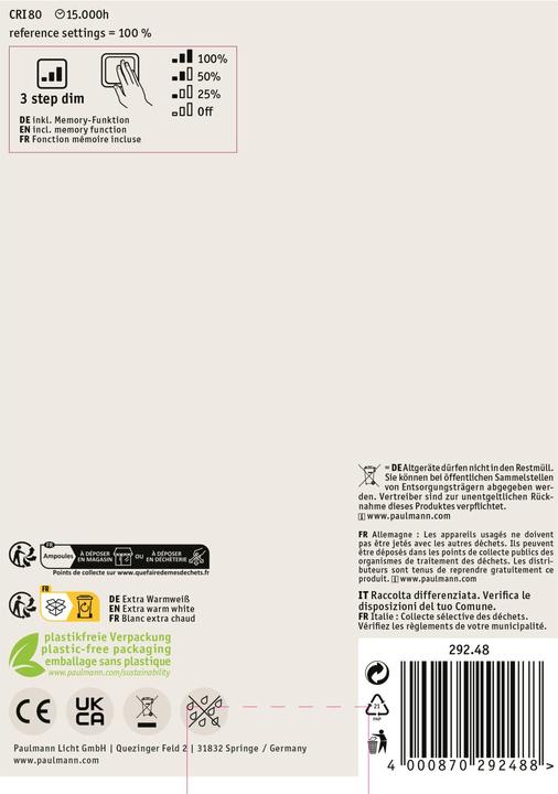 Nutritional values and ingredients Paulmann Rustic Shine Globe (E27, 4.20 W, 300 lm, 1 x)