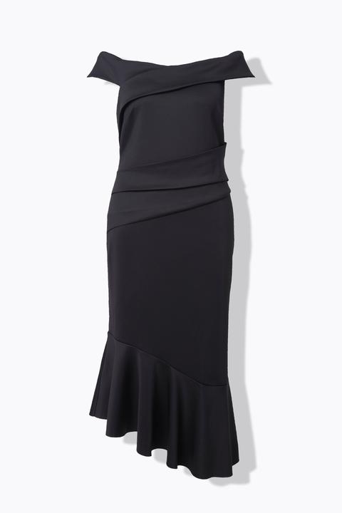 Ulla Popken Scuba-Maxikleid, Carmenausschnitt, Drapierung (54)