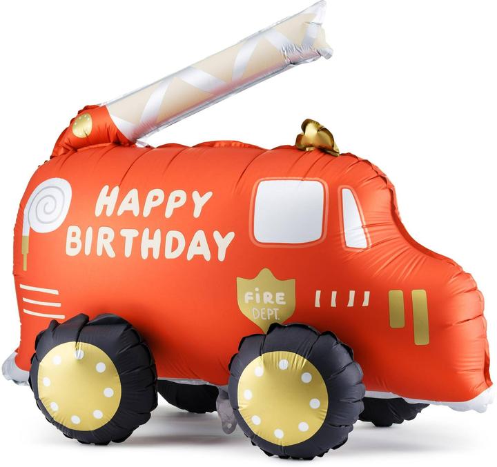 Partydeco Folienballon Feuerwehrauto inkl. Strohhalm 67 x 53 cm, 1 Stk (1 x)
